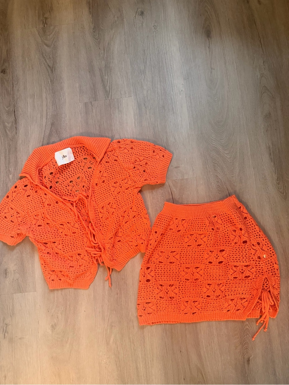 YLLW THE LABEL CROCHET KNIT SKIRT SET WOMENS SIZE SMALL